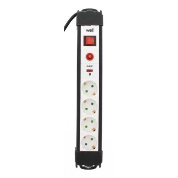 Prelungitor 4 prize 5M cu protectie, cablu 3x1.5mmp, Well