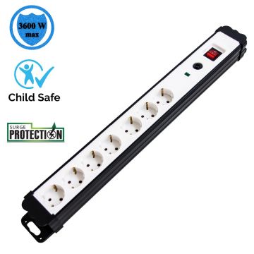 Prelungitor electric cu intrerupator, protectie supratensiune si copii, 7prize,1.4 m