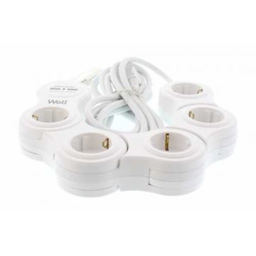 Prelungitor reglabil 5 prize 3M cablu 3x1.5mmp cu incarcator USB, Well