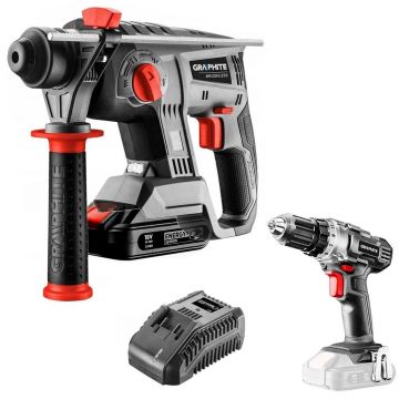 Rotopercutor SDS Plus,fara perii, cu acumulator 2 Ah, incarcator 18VLi-ion35 L +CADOU Masina de gaurit,Graphite Energy