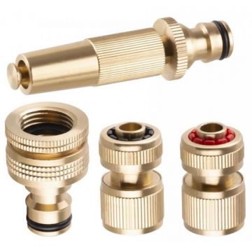 Set de stropit, duza furtun cu accesorii, 4 piese, alama, 3/4