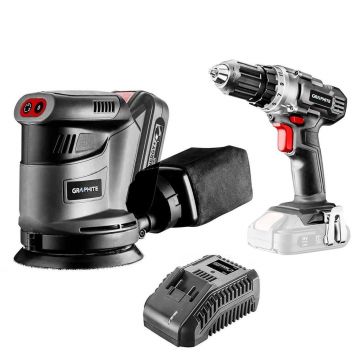 Slefuitor electric rotativ excentric, 18VLi-ion, cu acumulator 2 Ah, incarcator, 125 mm+CADOU Masina de gaurit,GraphiteEner