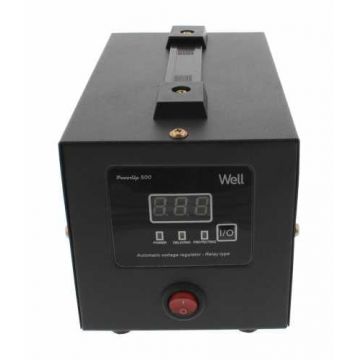 Stabilizator automat de tensiune cu releu 500VA, negru Well