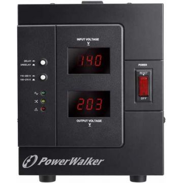 Stabilizator de tensiune 3000VA 2400W, iesire 1xShuko, protectie la supraincarcare, scurtcircuit,  PowerWalker