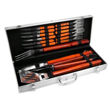 Ustensile pentru barbecue, grill, gratar, cugeanta aluminiu, set 16 piese