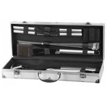 Ustensile pentru barbecue, grill, gratar, inox, set 14 piese, Deluxe Strend Pro