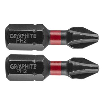 Varfuri, biti, de impact, PH2, set 2 buc, PH2x25 mm, Graphite