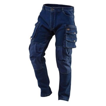 Pantaloni de lucru tip blugi, cu intariri pentru genunchi, model Denim, marimea M/50, NEO