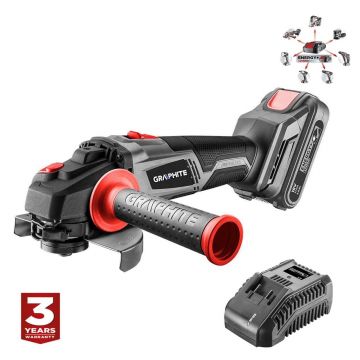 Polizor unghiular, flex, cu acumulator 2 Ah, incarcator 18VLi-ion, fara perii,125 mm, Graphite Energy
