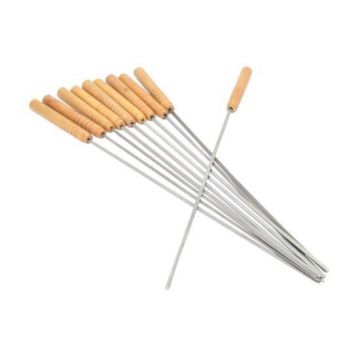 Tepuse frigarui, otel cromat, maner lemn, set 10 buc, 41 cm, Perfect Home