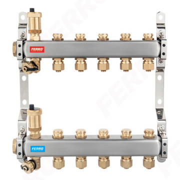 Distribuitor Ferro SN-RO05S, 5 circuite, alama, 1 inch
