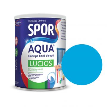 Email lucios Spor Aqua, pentru lemn/metal, interior/exterior, pe baza de apa, albastru, 0.6 l