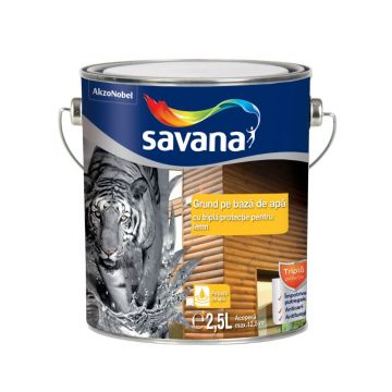 Grund cu tripla protectie pentru lemn, Savana, interior / exterior, incolor, 2.5L