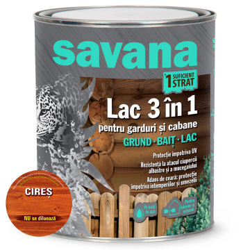 Lac 3 in 1 Savana garduri si cabane, cires, pe baza de apa, interior / exterior, 0,75 l