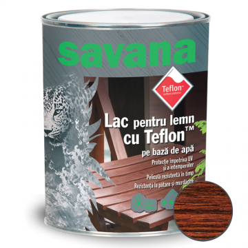 Lac pentru lemn Savana cu Teflon, mahon, pe baza de apa, interior / exterior, 2.5 L