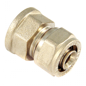 Racord compresie drept Tiemme, filet interior, alama, Ø 20 mm x 3/4 inch