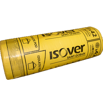 Vata de sticla Isover Rio caserata cu aluminiu, 100 x 1200 x 7500 mm, 9m2/rola