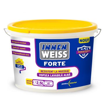 Vopsea lavabila alba pentru interior Innenweiss Forte, 2.5 l
