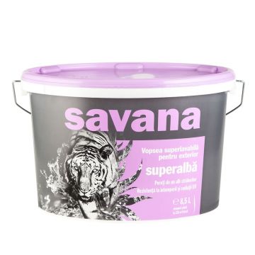 Vopsea superlavabila exterior Savana Silicon, alb, 8.5 l
