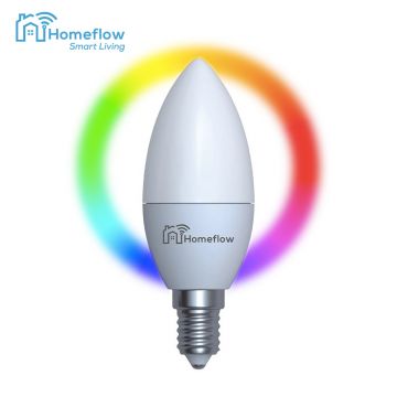 Bec inteligent LED Wireless Homeflow B-5004, E14, 5W (40W), 400lm, dimabil, RGB, Control de pe telefonul mobil