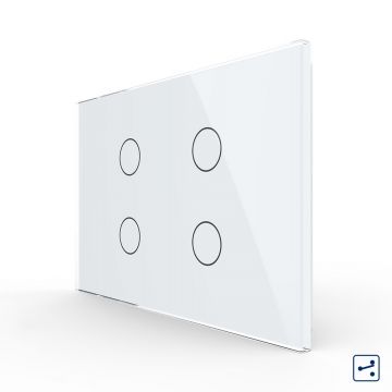 Intrerupator cvadruplu cap scara / cruce cu touch Livolo din sticla, standard Italian – Serie noua