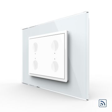 Intrerupator cvadruplu wireless cu touch Livolo cu rama din sticla, standard Italian – Serie noua