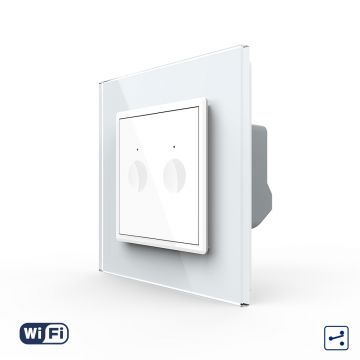 Intrerupator Dublu Cap Scara / Cruce Wi-Fi cu Touch LIVOLO – Serie Noua, Alb