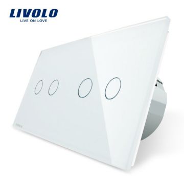 Intrerupator dublu + dublu cu touch Livolo din sticla