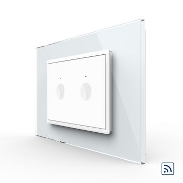 Intrerupator dublu wireless cu touch Livolo cu rama din sticla, standard Italian – Serie noua