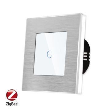 Intrerupator Simplu cu Touch din Sticla si Rama de Aluminiu LUXION, protocol Zigbee