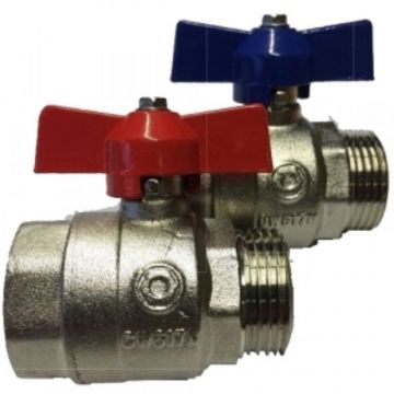 Set 2 robineti sectorizare cu olandez Purmo, FI-FE, 1, fluture, rosu/albastru