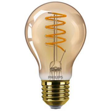 Bec LED vintage Classic A60 intensitate luminosa reglabila E27 4W (25W) 250 lumeni lumina calda tip flacara (1800K) Auriu Bec LED vintage Classic A60 intensitate luminosa reglabila E27 4W (25W) 250 lumeni lumina calda tip flacara (1800K) Auriu