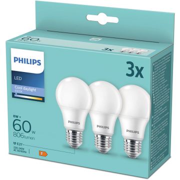 Pachet 3 becuri LED 60W A60 E27 CDL FR ND