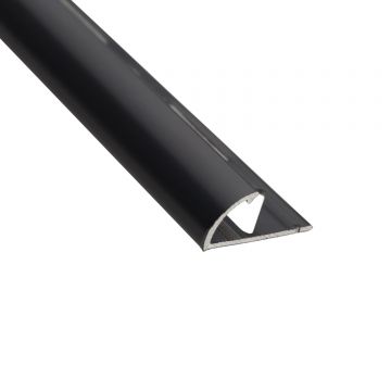 Profil de colt exterior SET S53 BLK, pentru gresie/faianta, aluminiu, negru, rotund, 10 mm x 2.5 m