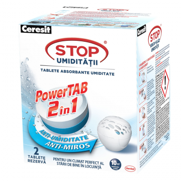 Rezerve aparat antiumiditate Ceresit Power TAB 2 in 1, interior, 2 x 300 gr