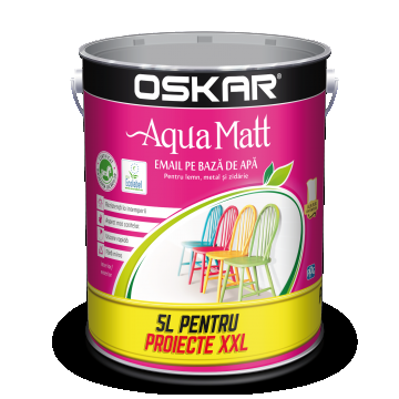 Vopsea Oskar Aqua Matt, pentru lemn/metal, interior/exterior, pe baza de apa, alb contemporan, 5L