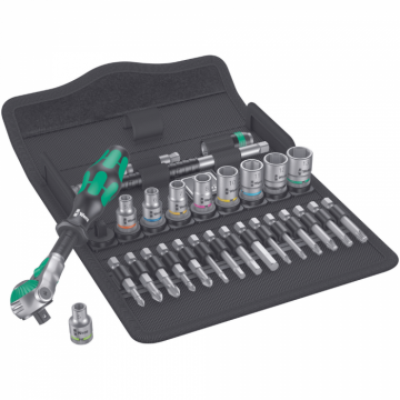 Set cheie cu clichet 8100 SA 6 Zyklop, tubulare si biti, 28 piese, 1 4 drive, Wera 05004016001