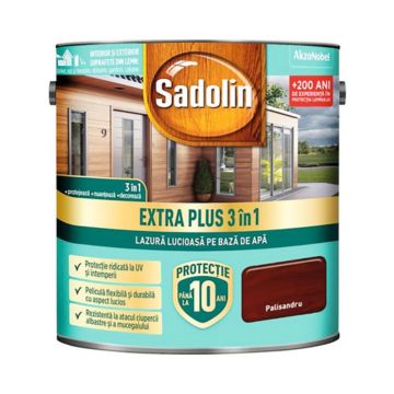 Lazura lemn Sadolin Extra Plus 3 in1, interior/exterior, palisandru, 5 l