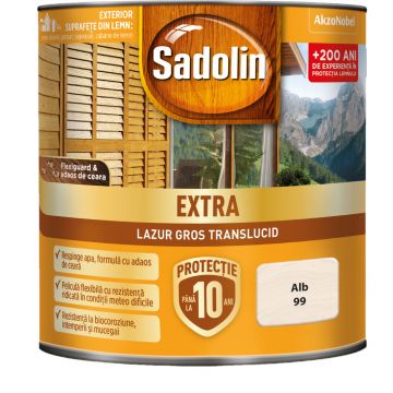 Lazura pentru lemn, Sadolin Extra, alb, exterior, 0.75 l