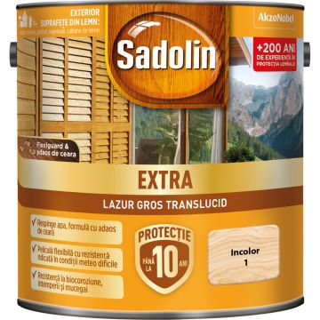 Lazura pentru lemn, Sadolin Extra, incolor, exterior, 2.5 l