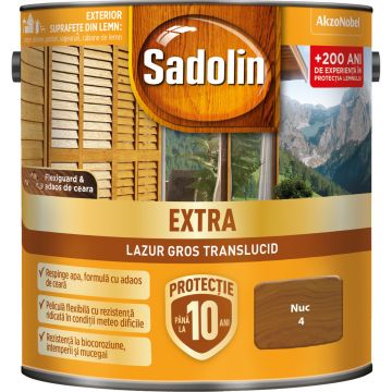 Lazura pentru lemn, Sadolin Extra, nuc, exterior, 2.5 l