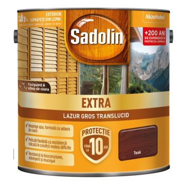 Lazura pentru lemn, Sadolin Extra, teak, exterior, 2.5 l