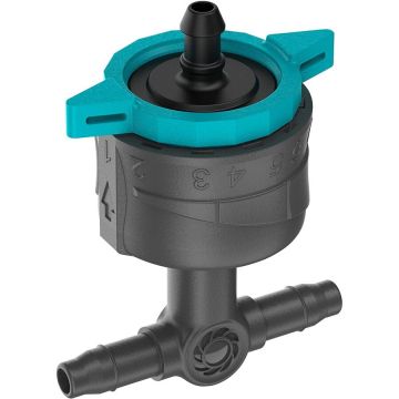 Micro-Drip-System Adjustable Series Drippers 1-8 l/h, pressure-compensating (black/turquoise, 5 pieces, model 2023)
