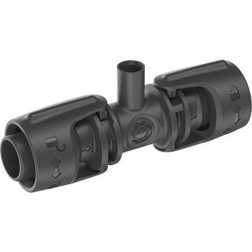Micro-Drip-System T-piece for spray nozzles, 13mm (1/2), connection (dark grey, 5 pieces, model 2023) Micro-Drip-System T-piece for spray nozzles, 13mm (1/2), connection (dark grey, 5 pieces, model 2023)