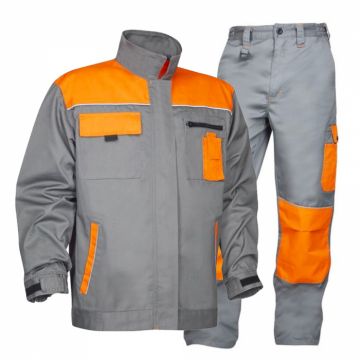 Set costum cu pantaloni de lucru in talie 2STRONG - gri portocaliu