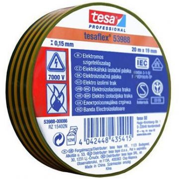 BANDA IZOLATOARE TESAFLEX 20M GALBEN/VERDE 10BUC