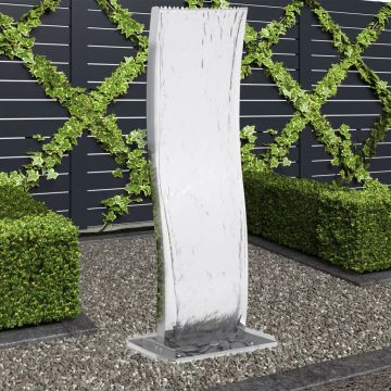 Fântână de grădină cu pompă 130 cm oțel inoxidabil curbat