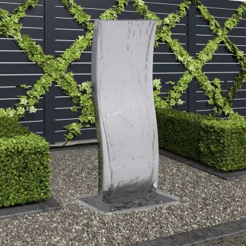 Fântână de grădină cu pompă 90 cm oțel inoxidabil curbat