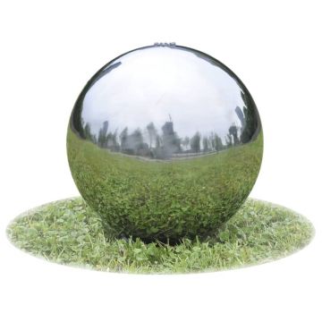 Fântână sferică de grădină cu LED-uri 20 cm oțel inoxidabil