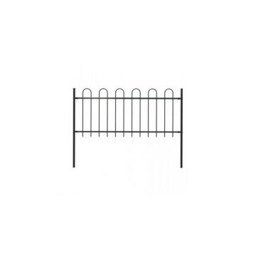 Gard de gradina cu varf curbat, negru, 1,7 x 0,8 m, otel
